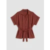 LCWAIKIKI Classic Bordo Oversize Modal Karışımlı Kadın Gömlek