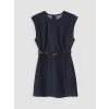 LCW Vision İndigo Kemerli Belden Oturtmalı Mini Jean Elbise