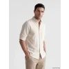 LCWAIKIKI Classic Bej Regular Fit Keten Karışımlı Erkek Gömlek