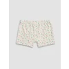LCW Kids Ekru Baskılı Kız Çocuk Boxer 3lü