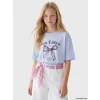 LCW Kids Lila Bisiklet Yaka Paris Baskılı Kız Çocuk Tişört