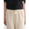 LCW Jeans Bej Beli Lastikli Carrot Fit Kadın Jean Pantolon