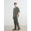 XSIDE Haki Loose Fit Erkek Müslin Pantolon