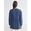 LCW Modest Lacivert Kruvaze Yaka Dokulu Kadın Kimono