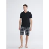 LC WAIKIKI Siyah Standart Kalıp Erkek Şortlu Pijama Takımı