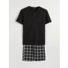 LC WAIKIKI Siyah Standart Kalıp Erkek Şortlu Pijama Takımı