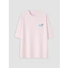 LCW Kids Pembe Loose Fit Baskılı Kız Çocuk Tişört