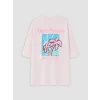 LCW Kids Pembe Loose Fit Baskılı Kız Çocuk Tişört