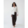 LCW Vision Bej Çizgili Oversize Kadın Gömlek