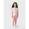 LCW Kids Ekru Simli Çiçekli Kız Çocuk Şortlu Takım