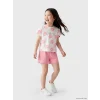 LCW Kids Ekru Simli Çiçekli Kız Çocuk Şortlu Takım