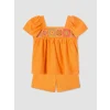 LCW Kids Turuncu Nakışlı Kız Çocuk Bluz ve Şort Takım