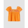 LCW Kids Turuncu Nakışlı Kız Çocuk Bluz ve Şort Takım