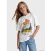 LCW Kids Beyaz Van Gogh Baskılı Kız Çocuk Tişört