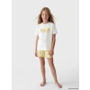 LCW Kids Ekru Baskılı Kız Çocuk Şortlu Pijama Takımı
