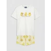 LCW Kids Ekru Baskılı Kız Çocuk Şortlu Pijama Takımı