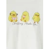 LCW Kids Ekru Baskılı Kız Çocuk Şortlu Pijama Takımı