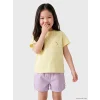 LCW Kids Sarı Bisiklet Yaka Nakışlı Kız Çocuk Tişört