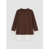LCW EVERYDAY Kahverengi Soft Touch Oversize Kadın Sweatshirt Tunik