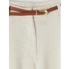 XSIDE Bej Beli Kemerli Keten Karışımlı Kadın Pantolon