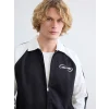 XSIDE Siyah Loose Fit New York Baskılı Erkek Fermuarlı Sweatshirt