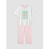 LCW Young Pembe Bisiklet Yaka Baskılı Kadın Pijama Takımı