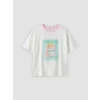 LCW Young Pembe Bisiklet Yaka Baskılı Kadın Pijama Takımı