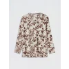 LCW Grace Kahverengi Kaçık Yaka Desenli Bluz