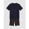 LC WAIKIKI Lacivert Standart Kalıp Ekose Erkek Şortlu Pijama Takımı