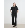 LCW Modest Siyah Beli Lastikli Dokulu Kadın Pantolon
