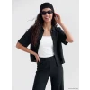 XSIDE Siyah Oversize Müslin Kadın Gömlek