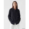 LCW Modest Siyah Çizgili Oversize Kadın Gömlek Tunik