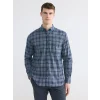 LCWAIKIKI Classic Lacivert Regular Fit Ekose Poplin Erkek Gömlek