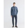 LCWAIKIKI Classic Lacivert Regular Fit Ekose Poplin Erkek Gömlek