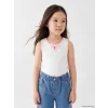 LCW Kids Beyaz Bisiklet Yaka Fiyonk Detaylı Kız Çocuk Atlet