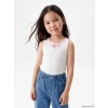 LCW Kids Beyaz Bisiklet Yaka Fiyonk Detaylı Kız Çocuk Atlet