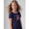 LCW Kids Lacivert Bisiklet Yaka Baskılı Kız Çocuk Elbise