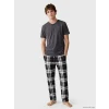 LC WAIKIKI Gri Regular Fit Ekose Erkek Pijama Takım