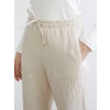 LCWAIKIKI Classic Bej Beli Lastikli Havuç Kesim Kadın Müslin Pantolon