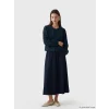 LCW Modest Lacivert Beli Lastikli Keten Karışımlı Kloş Etek
