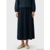 LCW Modest Lacivert Beli Lastikli Keten Karışımlı Kloş Etek