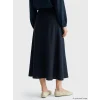 LCW Modest Lacivert Beli Lastikli Keten Karışımlı Kloş Etek