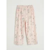 LCW Kids Ekru Baskılı Kız Çocuk Kaprili Pijama Takımı