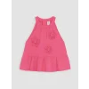 LCW Kids Pembe Çiçek Aplikeli Kız Çocuk Krinkle Takım