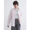 XSIDE Pembe Çizgili Oversize Poplin Kadın Gömlek