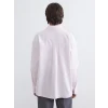 XSIDE Pembe Çizgili Oversize Poplin Kadın Gömlek