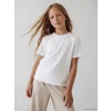LCW Kids Ekru Çiçek Aplikeli Kız Çocuk Tişört
