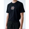 LC WAIKIKI Siyah Baskılı Erkek Şortlu Pijama Takımı