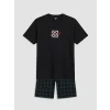 LC WAIKIKI Siyah Baskılı Erkek Şortlu Pijama Takımı