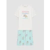 LCW Young Turkuaz Bisiklet Yaka Kadın Kaprili Pijama Takımı